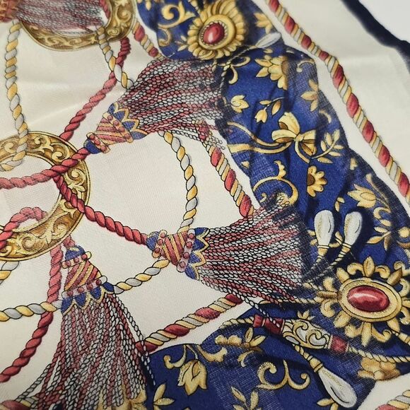 Roberta di Camerino Vintage Cotton Handkerchief Neckerchief Bandana Tassels - Picture 3 of 9